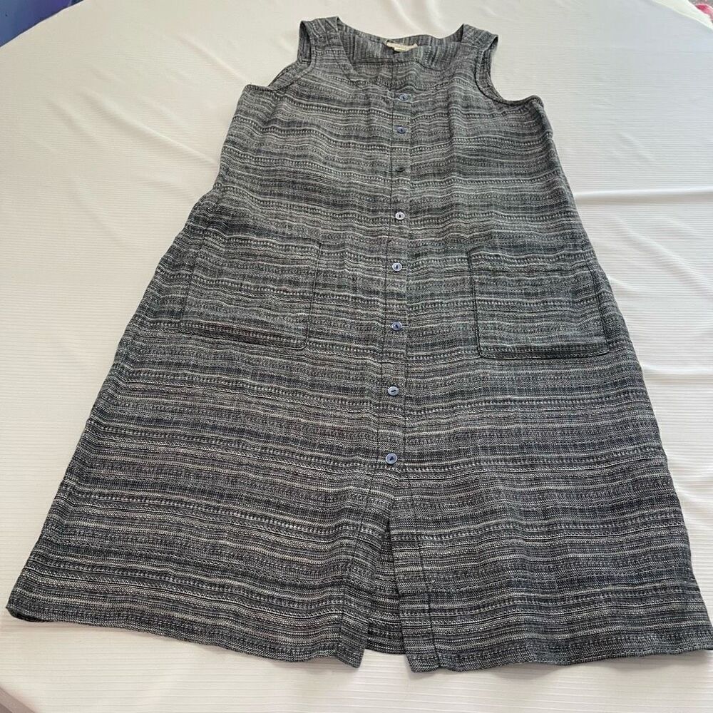 Eileen Fisher Blue Grey Linen Dress Size Small